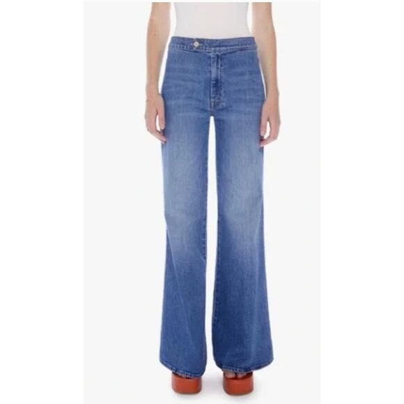 Mother The Tab Roller Skimp Wide Leg Jeans From Out Of Town Blue USA Size 24 - Picture 1 of 13